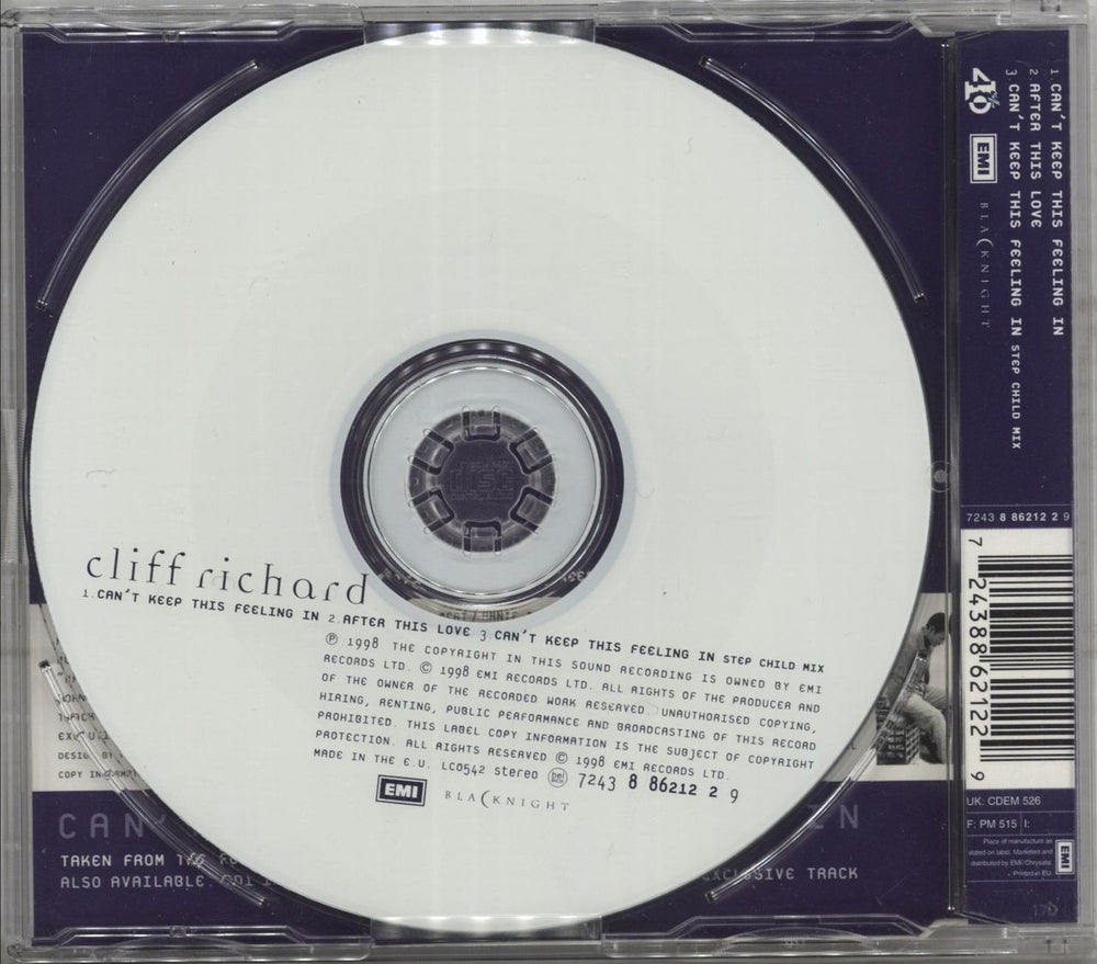 Cliff Richard Can't Keep This Feeling In - Part 2 UK CD single (CD5 / 5") 724388621229