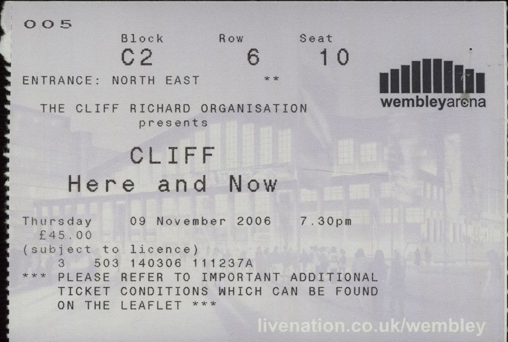 Cliff Richard Here & Now World Tour 2006/7 + Ticket Stub UK tour programme RICTRHE663417