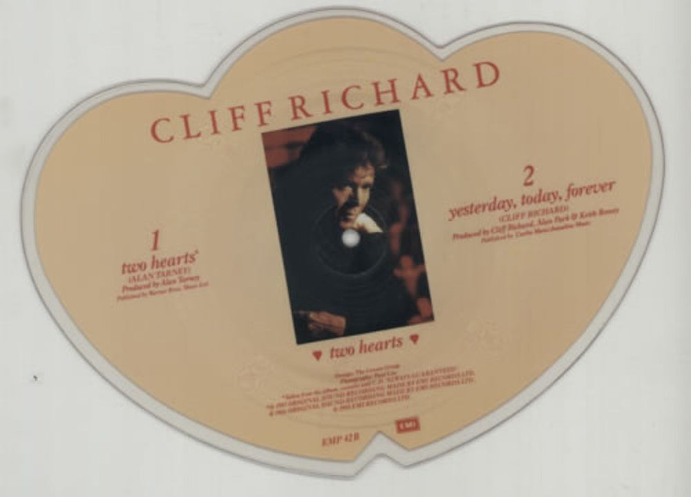 Cliff Richard Two Hearts UK shaped picture disc (picture disc vinyl record) RICSHTW43843