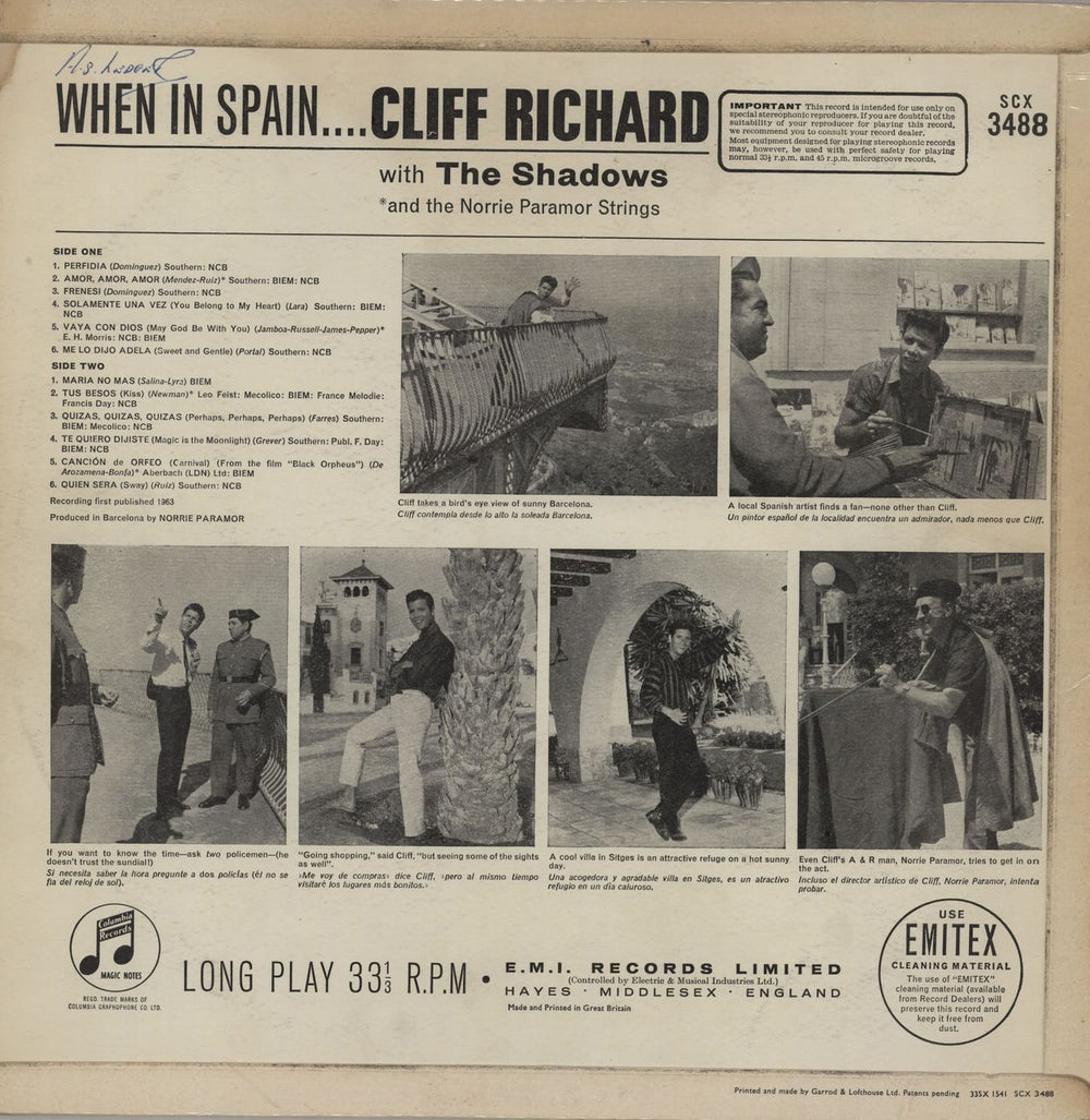 Cliff Richard When In Spain... - 1st - VG+ UK vinyl LP album (LP record)