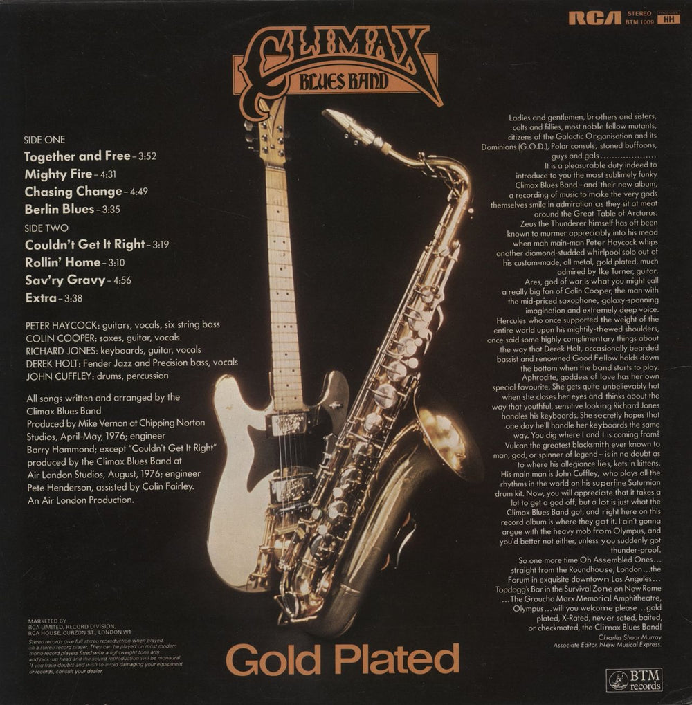 Climax Blues Band Gold Plated UK vinyl LP album (LP record)