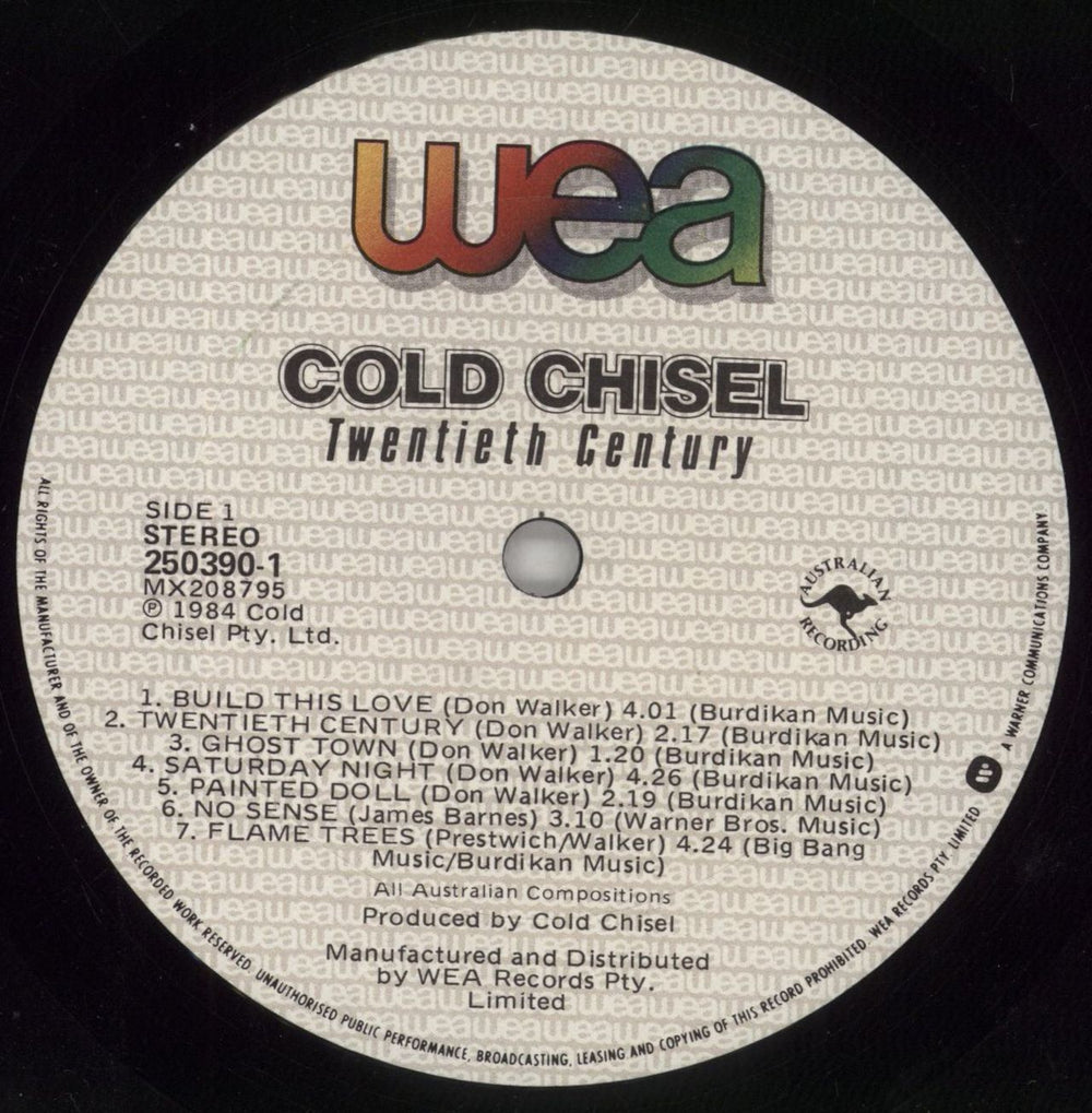 Cold Chisel Twentieth Century Australian vinyl LP album (LP record) C-CLPTW860443
