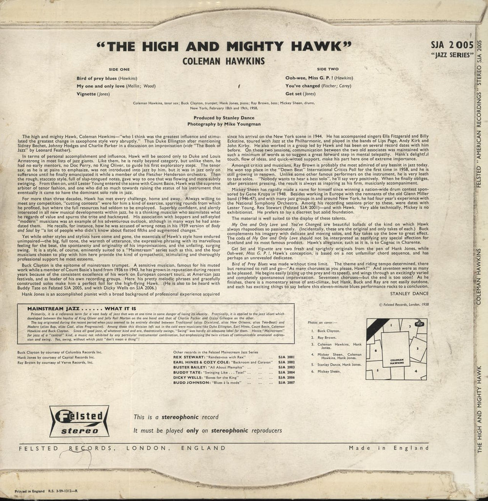 Coleman Hawkins The High And Mighty Hawk UK vinyl LP album (LP record) CH3LPTH783815