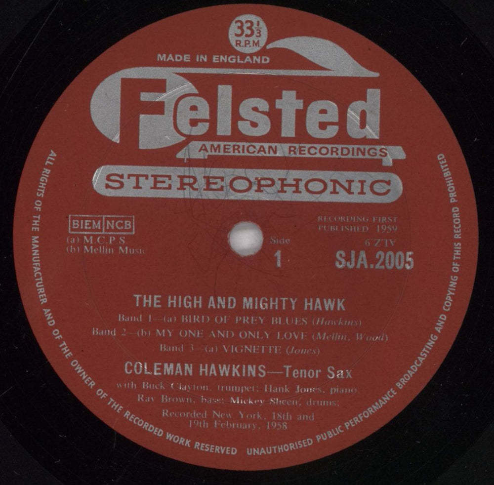 Coleman Hawkins The High And Mighty Hawk UK vinyl LP album (LP record) SJA2005