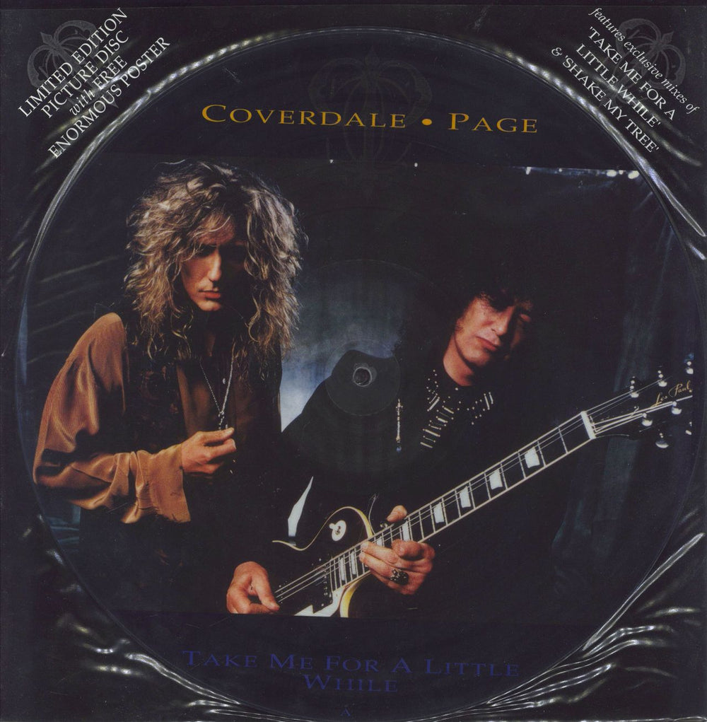 Coverdale Page Take Me For A Little While UK 12" vinyl picture disc (12 inch picture record) 12EMPD270