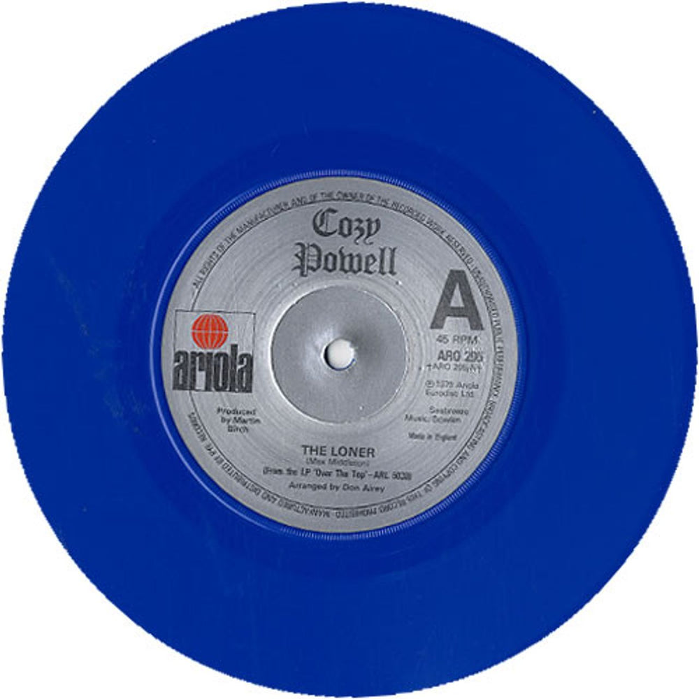 Cozy Powell The Loner - Blue Vinyl UK 7" vinyl single (7 inch record / 45) CZY07TH171459