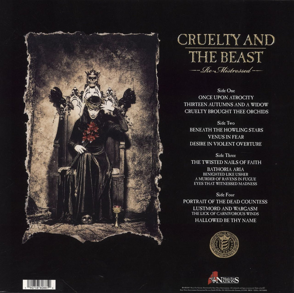 Cradle Of Filth Cruelty And The Beast (Re-Mistressed) - Red Translucent Vinyl UK 2-LP vinyl record set (Double LP Album) 190758808819