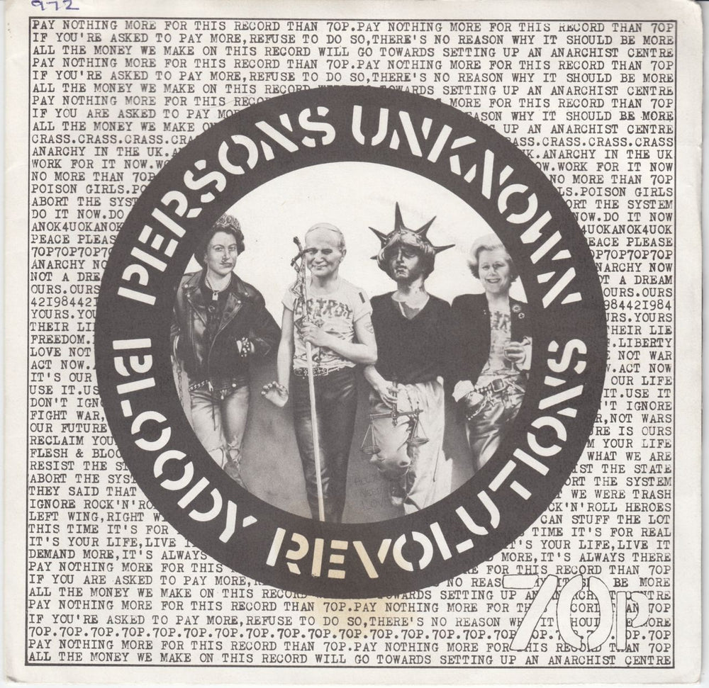 Crass Bloody Revolutions / Persons Unknown UK 7" vinyl single (7 inch record / 45) 421984/1