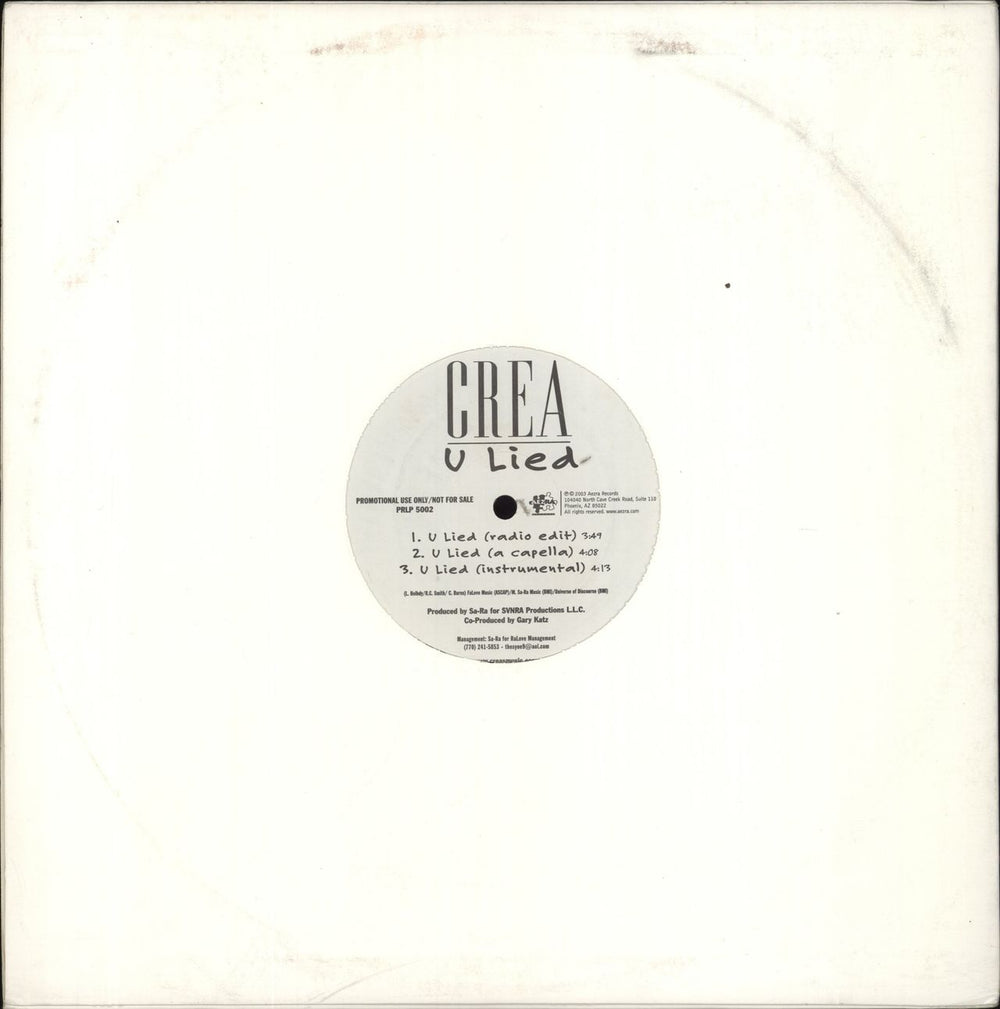 CREA U Lied US Promo 12" vinyl single (12 inch record / Maxi-single)