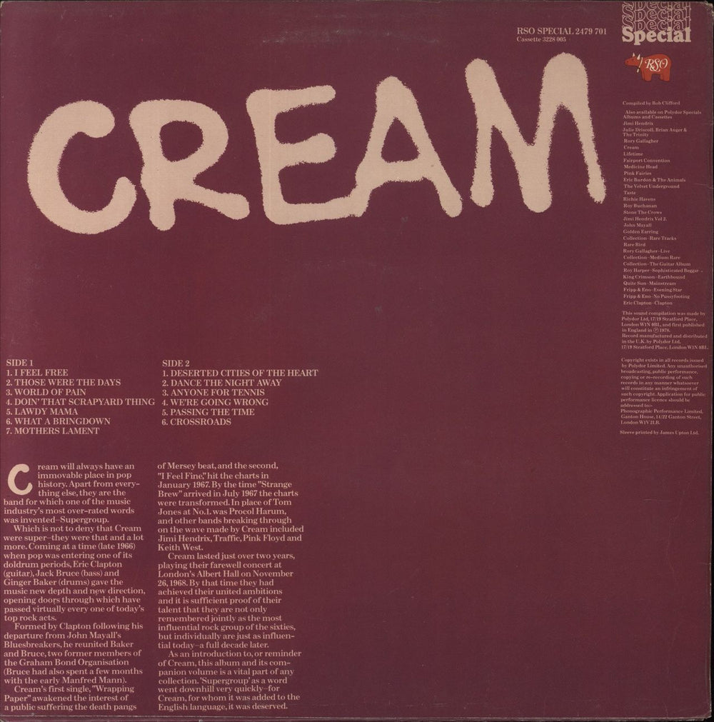 Cream Cream Vol 2 UK vinyl LP album (LP record)