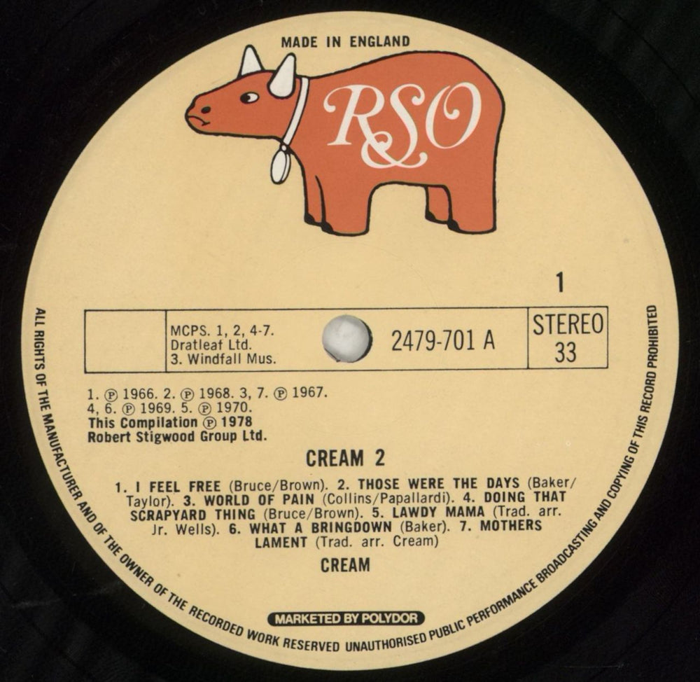 Cream Cream Vol 2 UK vinyl LP album (LP record) CRMLPCR135705