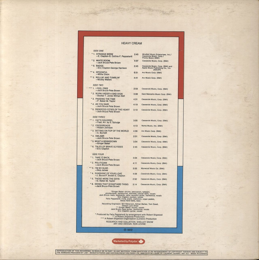 Cream Heavy Cream Canadian 2-LP vinyl record set (Double LP Album)