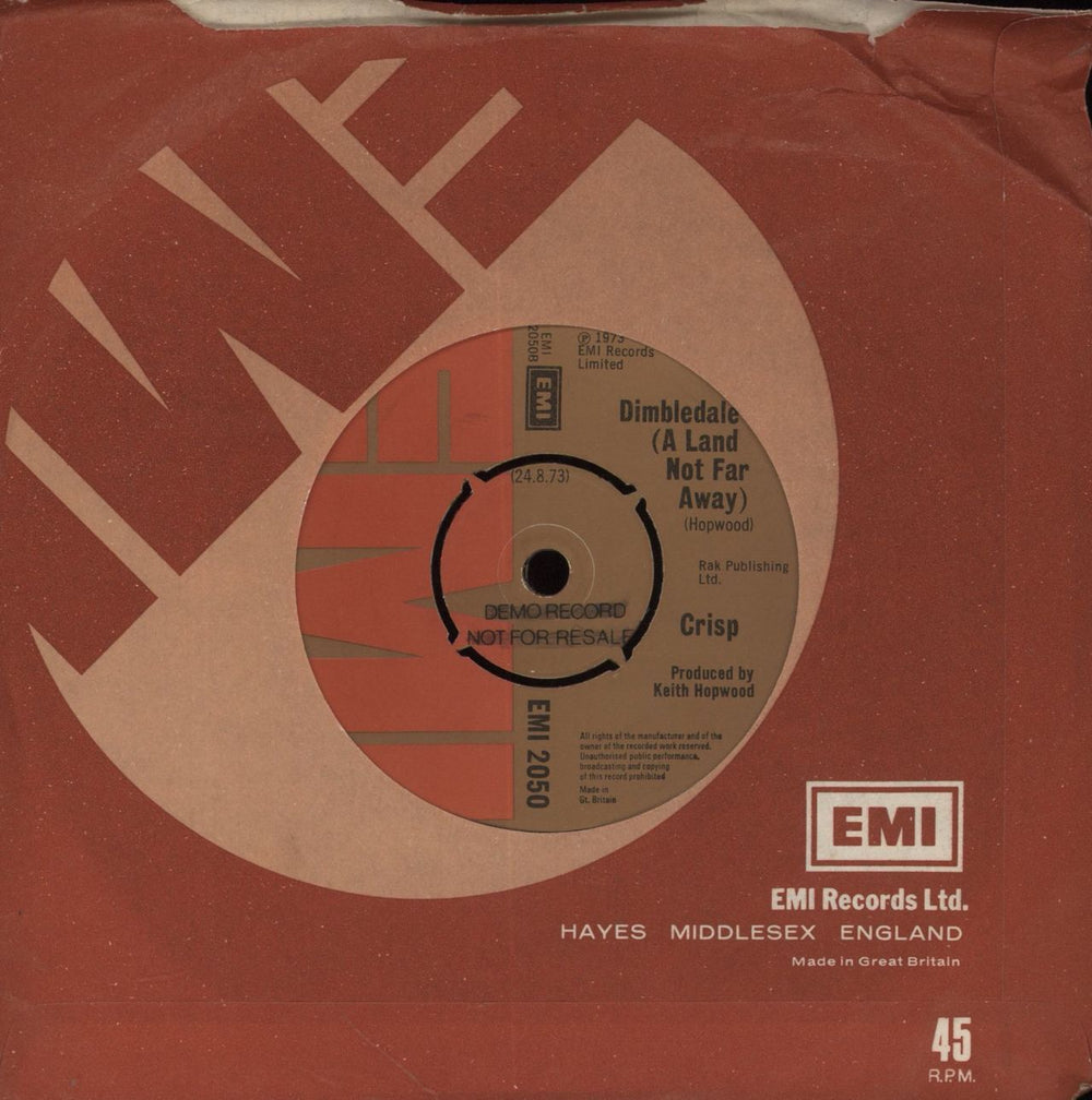 Crisp Sally And Jake UK Promo 7" vinyl single (7 inch record / 45)