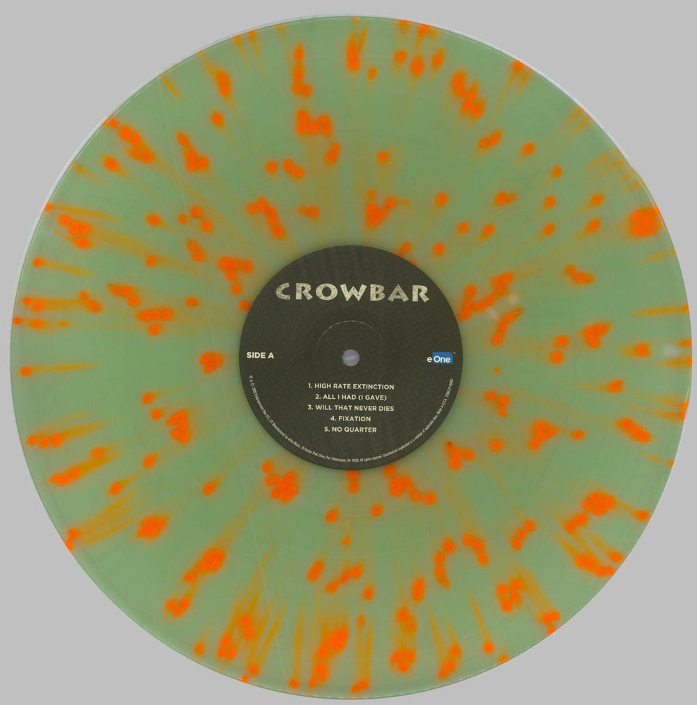 Crowbar Crowbar - Coke Bottle Clear w/ Neon Orange Heavy Splatter vinyl US vinyl LP album (LP record) 0R2LPCR823376