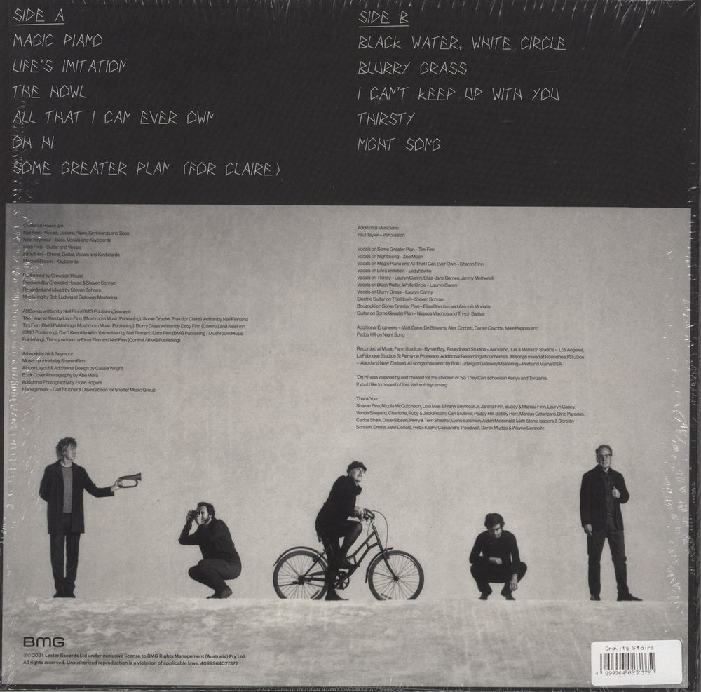 Crowded House Gravity Stairs - Blue Vinyl + Autographed Print UK vinyl LP album (LP record) 4099964027372