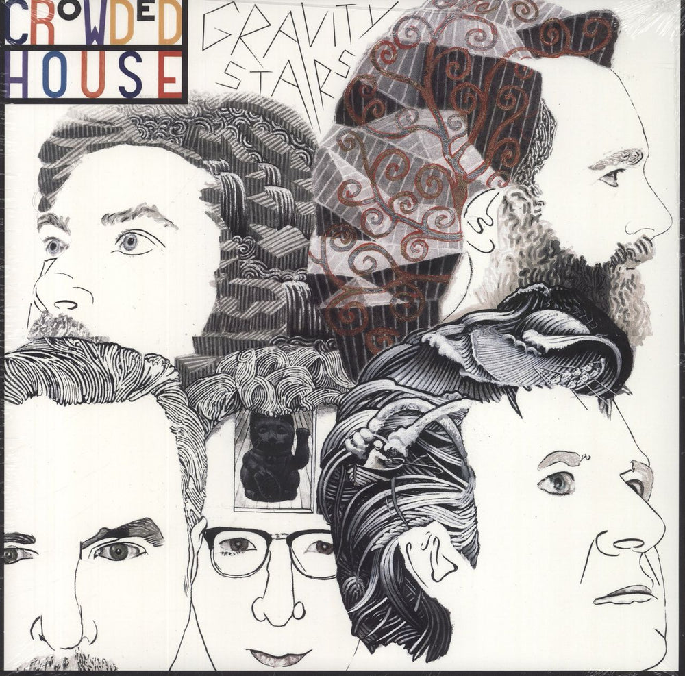 Crowded House Gravity Stairs - Blue Vinyl - Sealed + Autographed Print UK vinyl LP album (LP record) 964027371