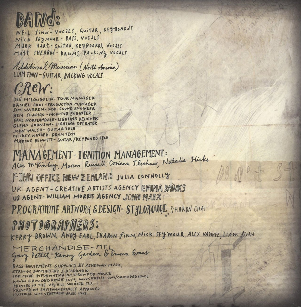 Crowded House Live On Earth Tour Programme UK tour programme