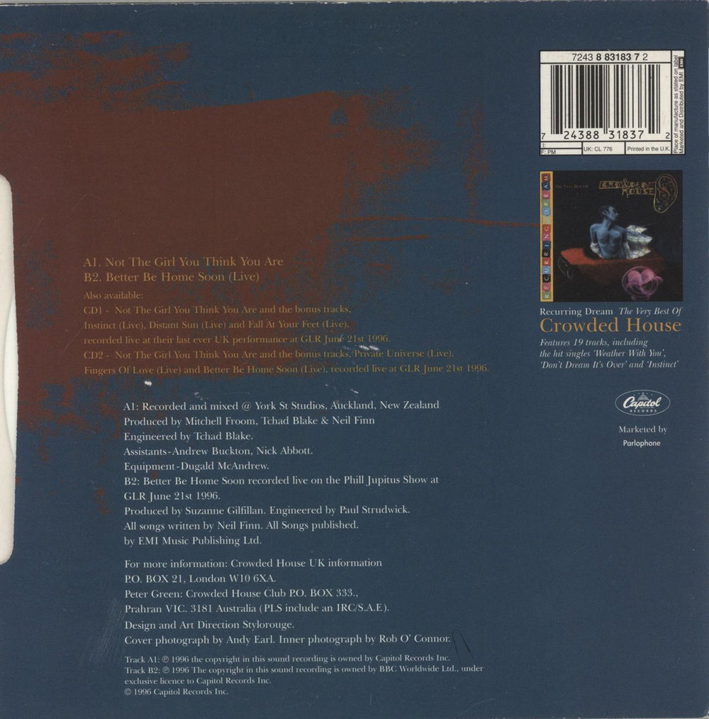 Crowded House Not The Girl You Think You Are - White vinyl UK 7" vinyl single (7 inch record / 45) 724388318372