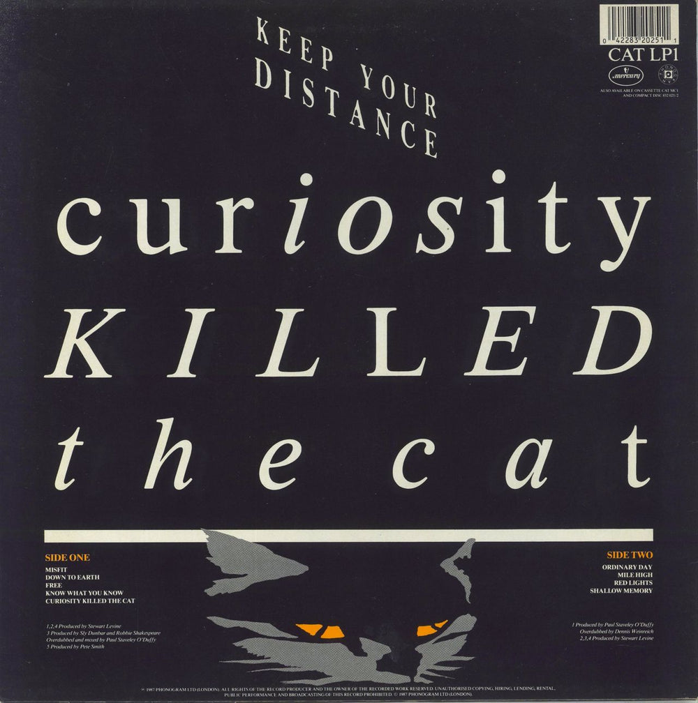 Curiosity Killed The Cat Keep Your Distance - Hype Stickered UK vinyl LP album (LP record) 042283202511