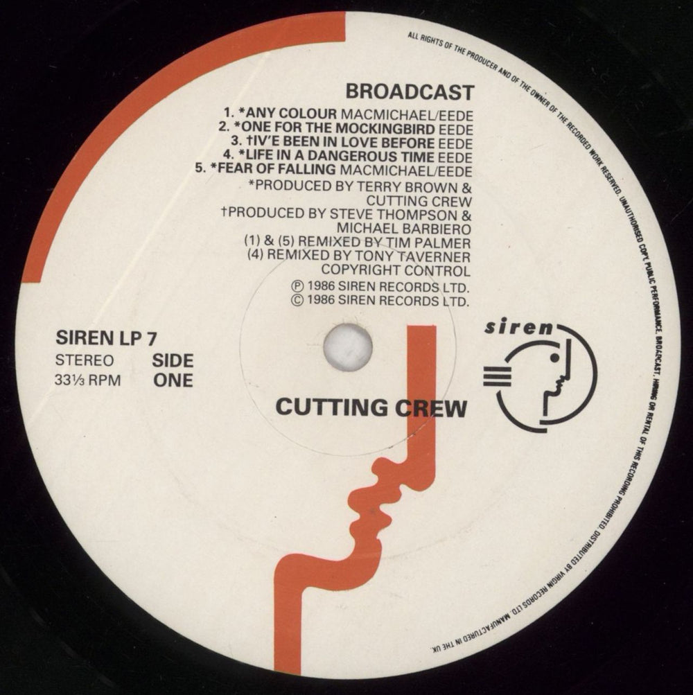 Cutting Crew Broadcast + lyric inner UK vinyl LP album (LP record) CCRLPBR547315