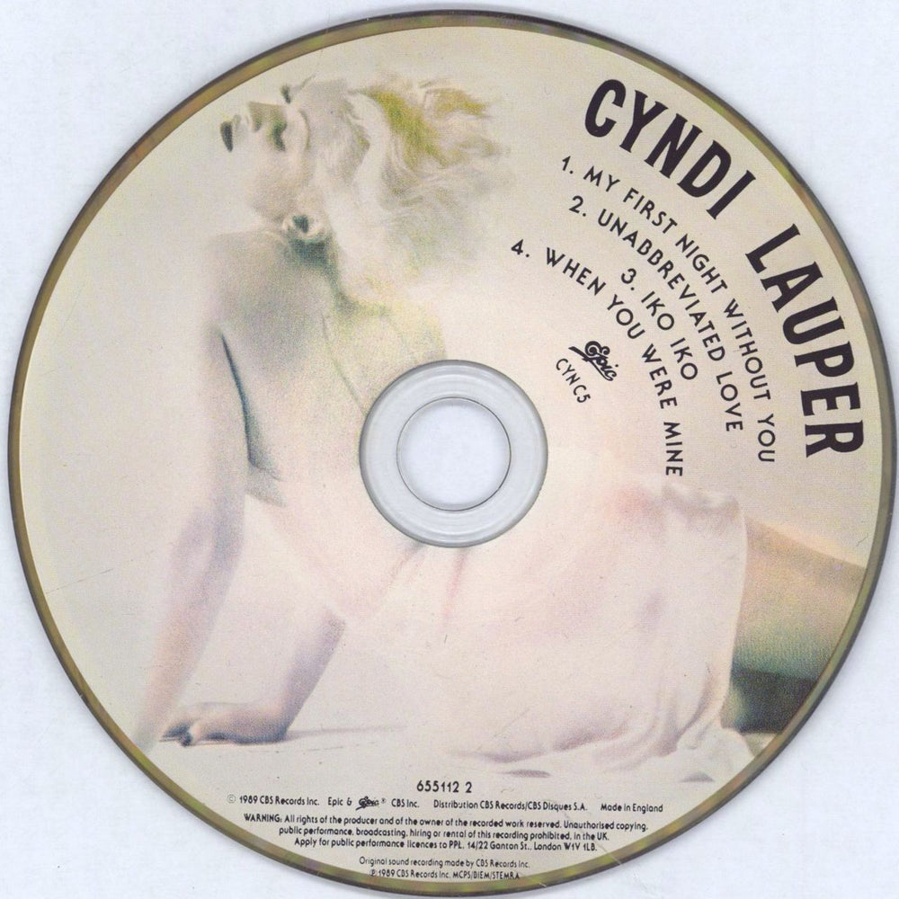 Cyndi Lauper My First Night Without You UK CD single (CD5 / 5") CYNC5