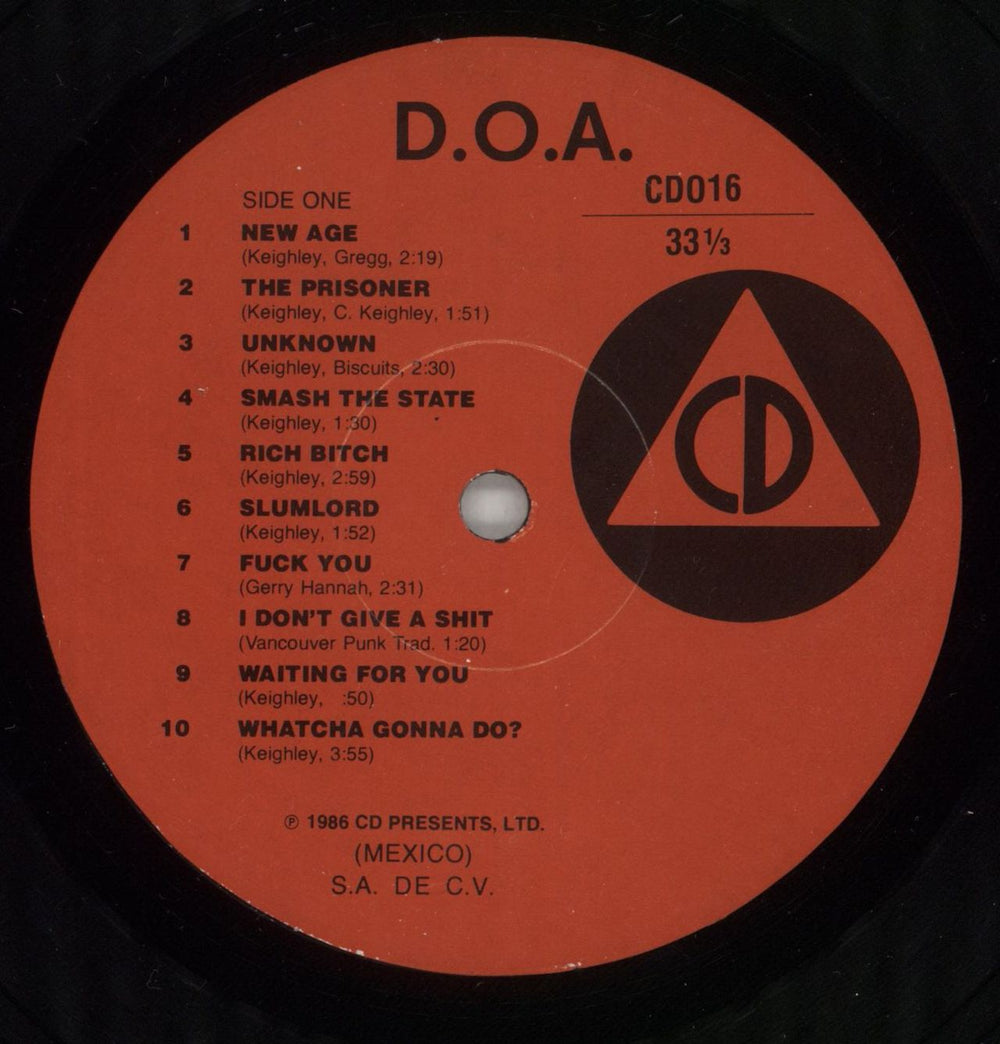 D.O.A. Bloodied But Unbowed Mexican vinyl LP album (LP record) D-ALPBL864063