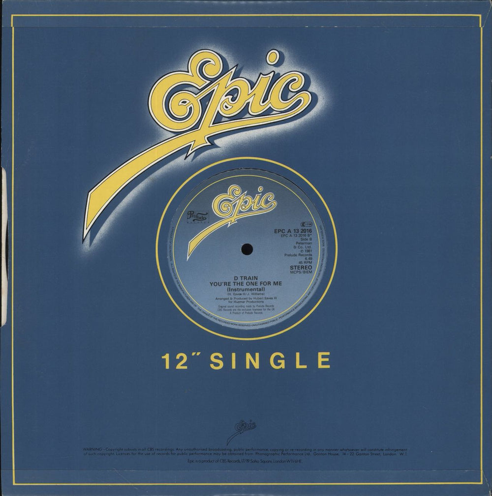 D-Train You're The One For Me UK 12" vinyl single (12 inch record / Maxi-single)