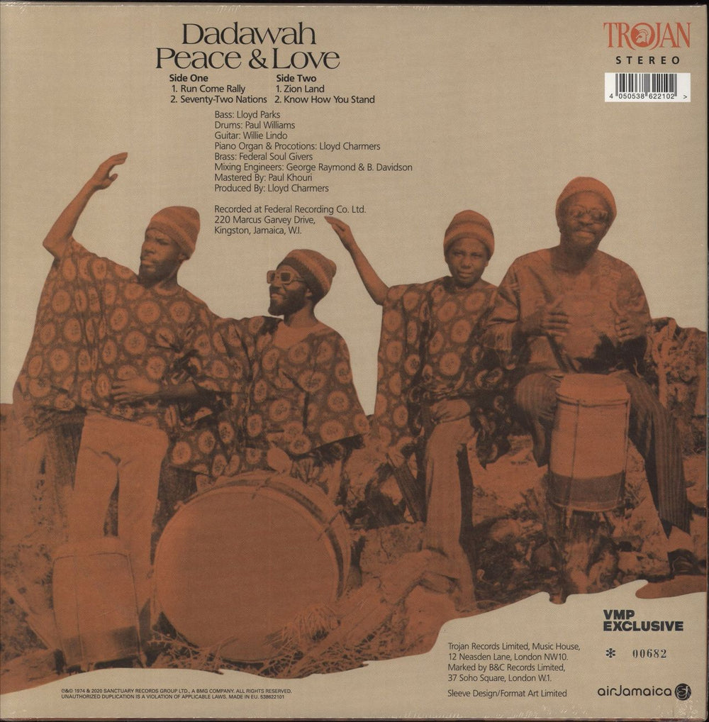 Dadawah Peace & Love (Wadadasow) - 180gm Orange Vinyl - Sealed US vinyl LP album (LP record)