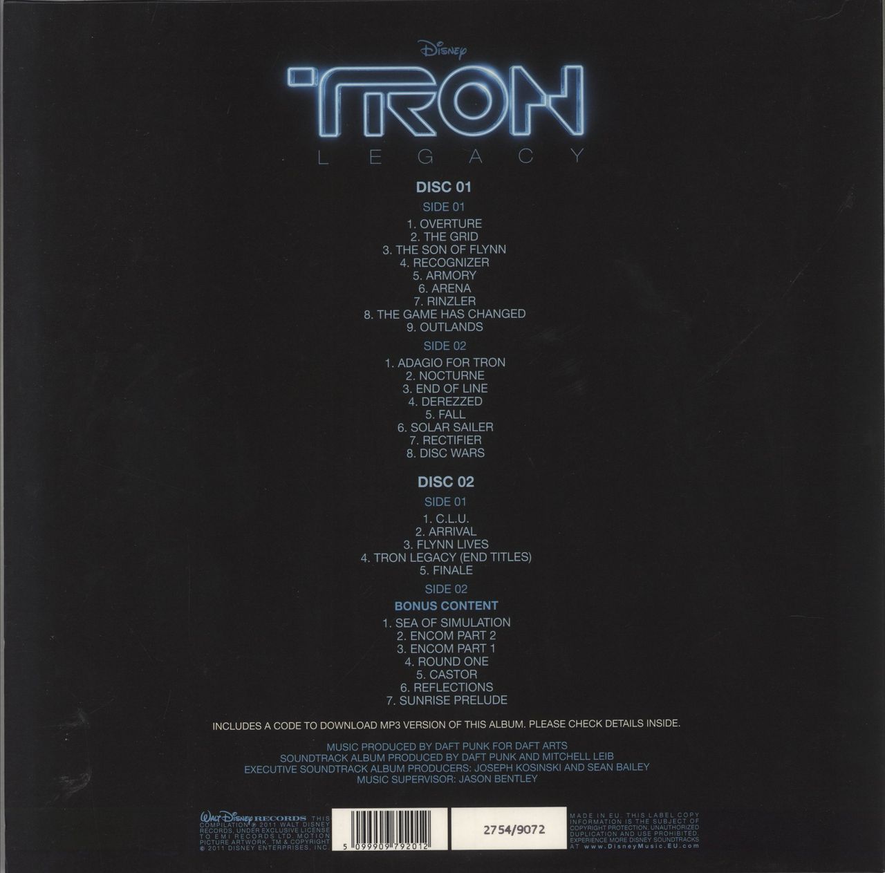 Hot Daft Punk Tron: Legacy Reconfigured Soundtrack Limited Edition Heavyweight Black