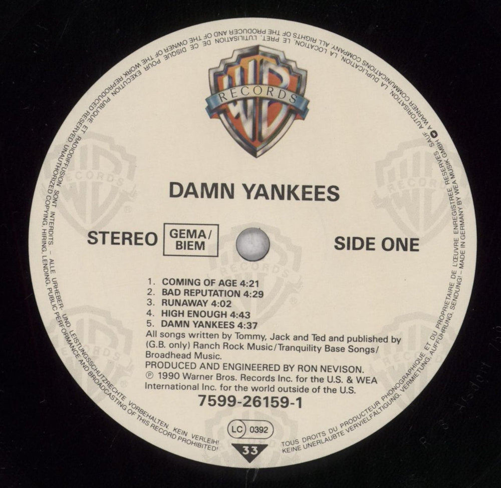 Damn Yankees Damn Yankees German vinyl LP album (LP record) DYALPDA463828