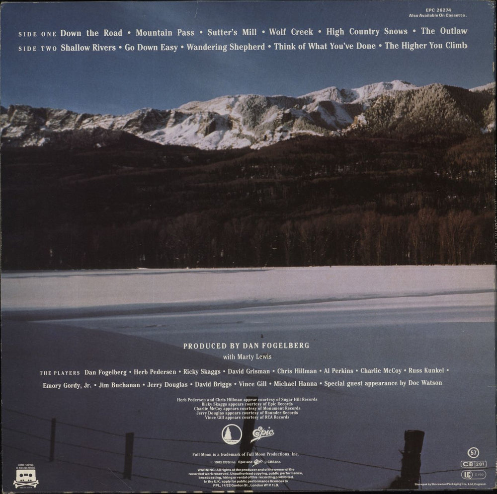 Dan Fogelberg High Country Snows UK vinyl LP album (LP record)