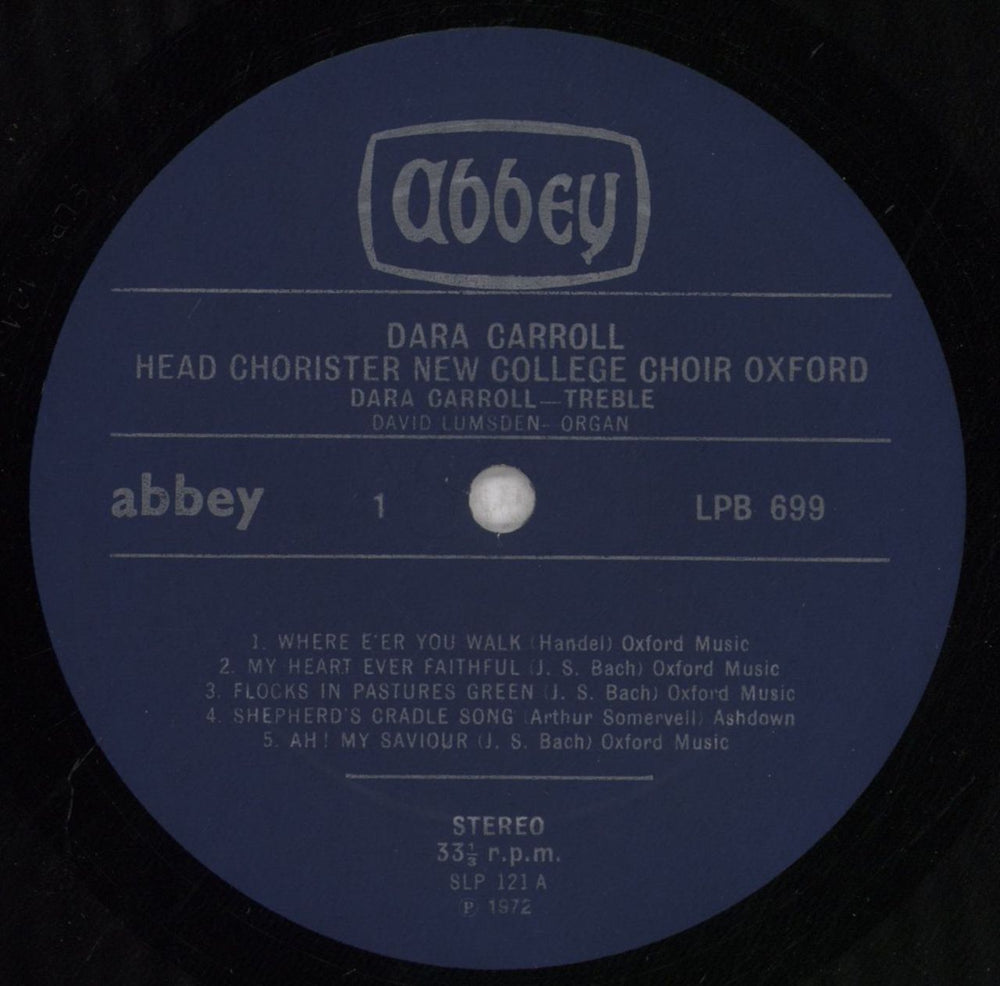 Dara Carroll Head Chorister New College Choir Oxford UK vinyl LP album (LP record) 749LPHE845440