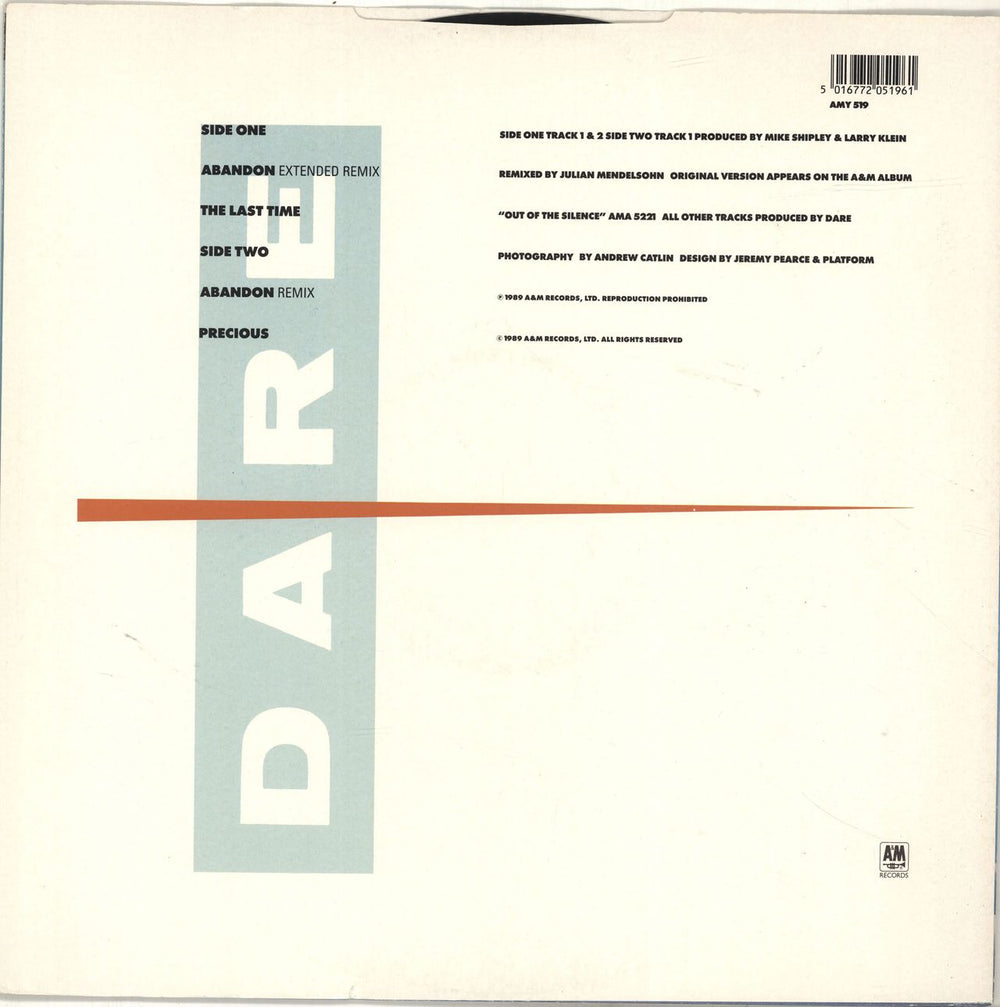 Dare Abandon UK 12" vinyl single (12 inch record / Maxi-single) 5016772051961