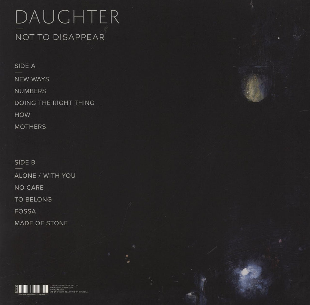 Daughter Not To Disappear UK vinyl LP album (LP record) 652637360417