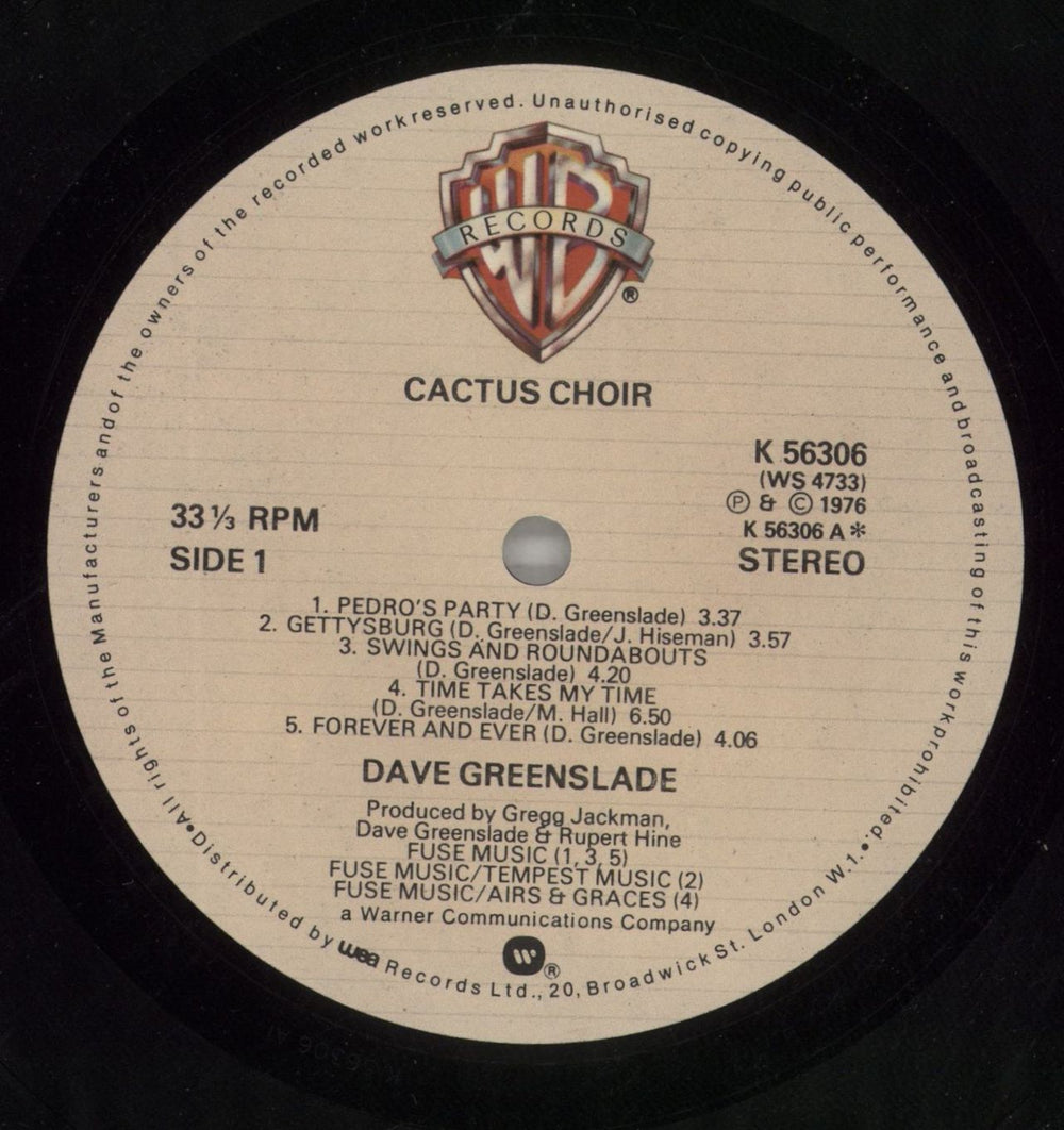 Dave Greenslade Cactus Choir UK vinyl LP album (LP record) E82LPCA870821