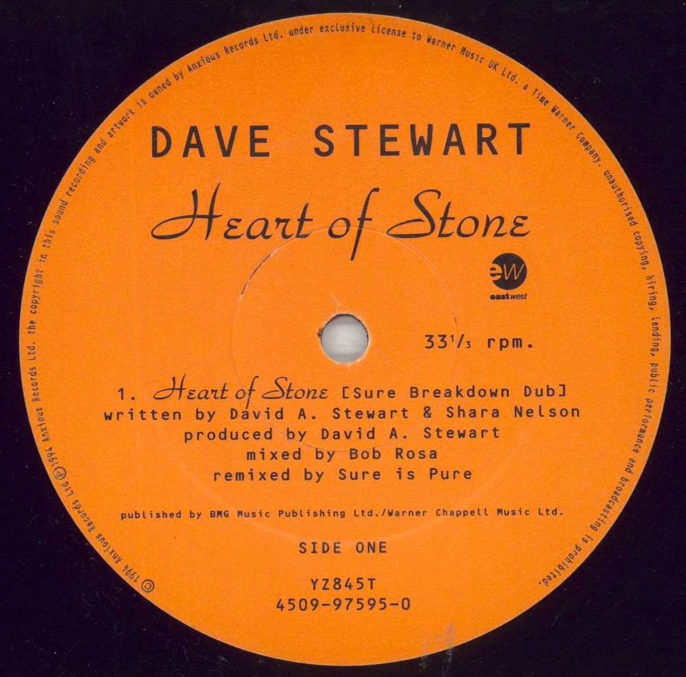 David A. Stewart Heart Of Stone - Sure Is Pure Remixes UK 12" vinyl single (12 inch record / Maxi-single) STE12HE178199