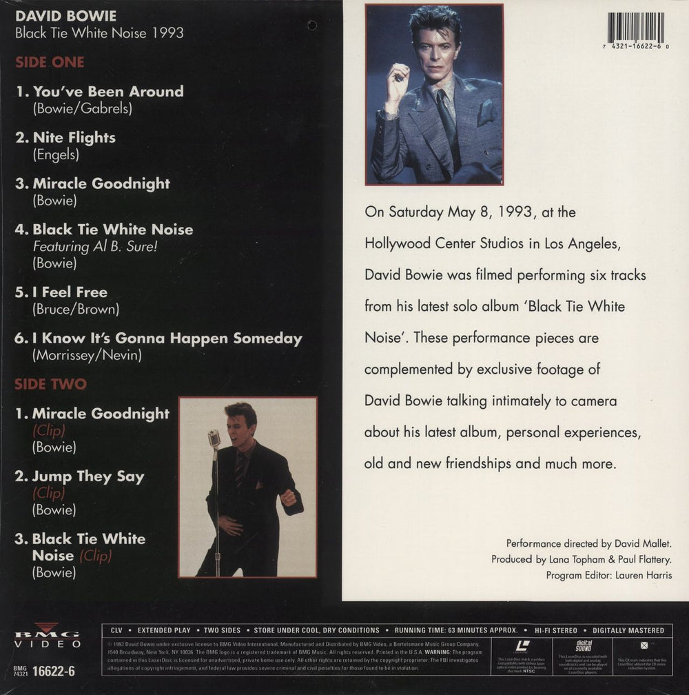 David Bowie Black Tie White Noise - Sealed US laserdisc / lazerdisc 743211662260