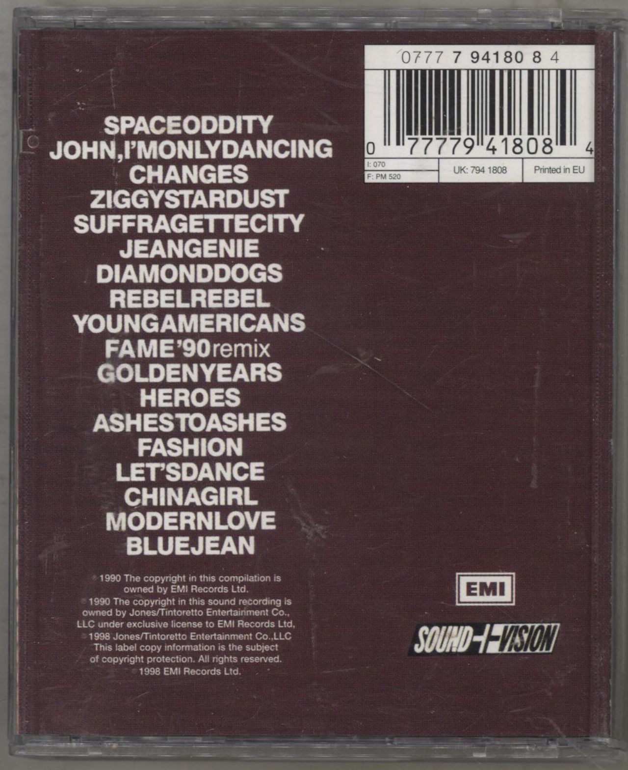 David Bowie Changesbowie UK mini disc (MD) BOWMDCH853509