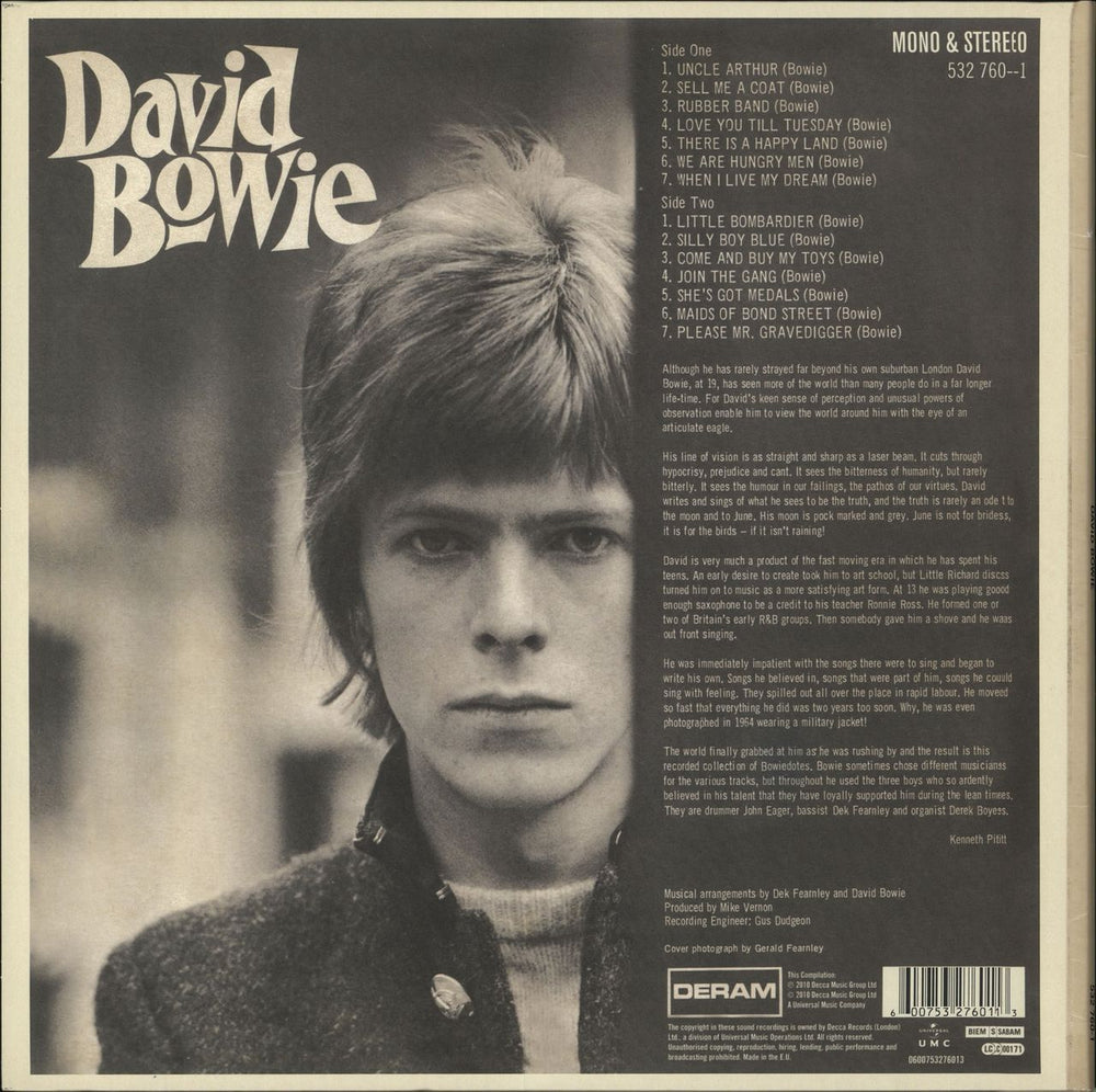 David Bowie David Bowie - 180gm UK 2-LP vinyl record set (Double LP Album) 600753276013