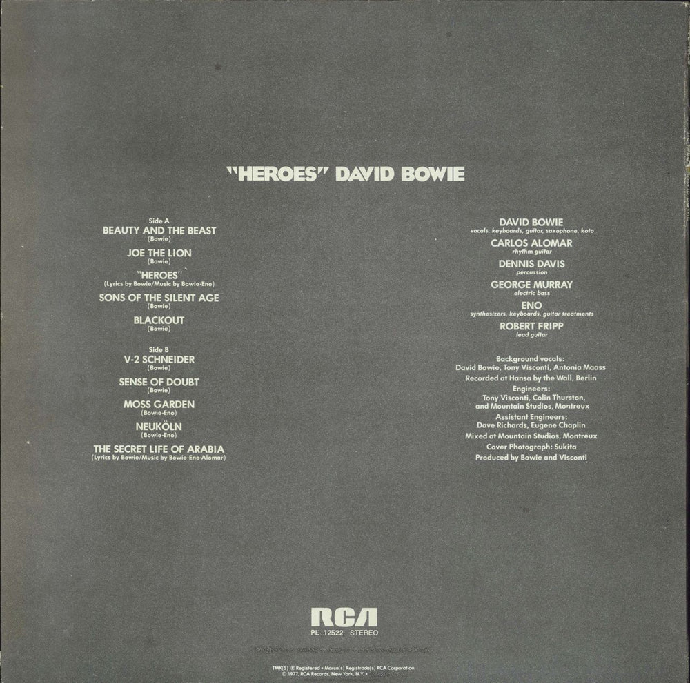 David Bowie Heroes - EX Italian vinyl LP album (LP record)