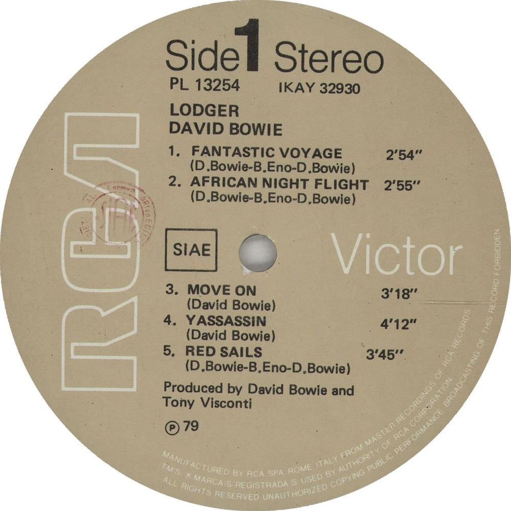 David Bowie Lodger Italian vinyl LP album (LP record) BOWLPLO671296