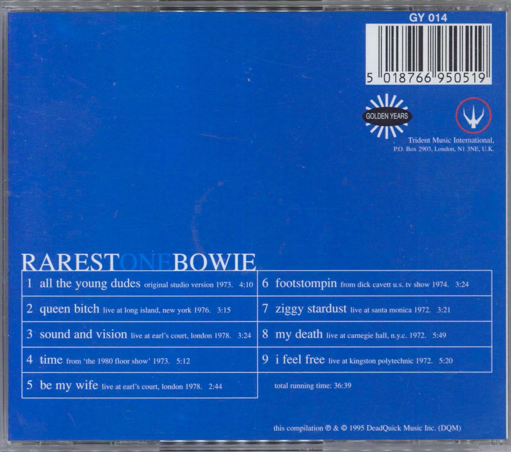 David Bowie RarestOneBowie UK CD album (CDLP) BOWCDRA844152