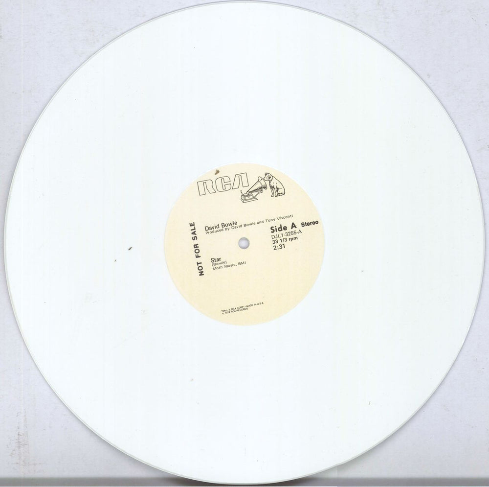 David Bowie Star - White Vinyl US Promo 12" vinyl single (12 inch record / Maxi-single) BOW12ST29934