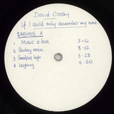 David Crosby If I Could Only Remember My Name - Test Pressing UK vinyl LP album (LP record) 2401005