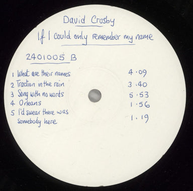 David Crosby If I Could Only Remember My Name - Test Pressing UK vinyl LP album (LP record)