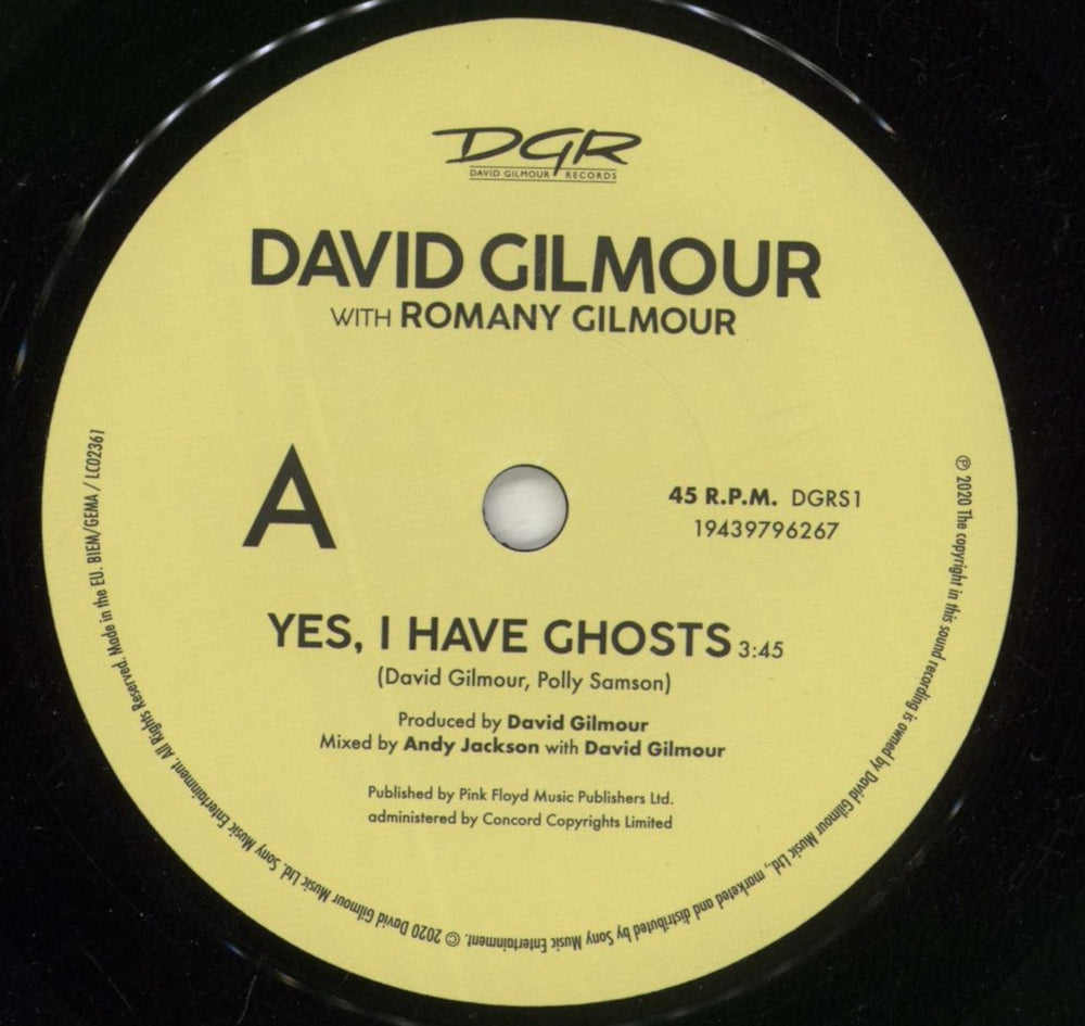 David Gilmour Yes I Have Ghosts - RSD 2020 UK 7" vinyl single (7 inch record / 45) DGL07YE865687