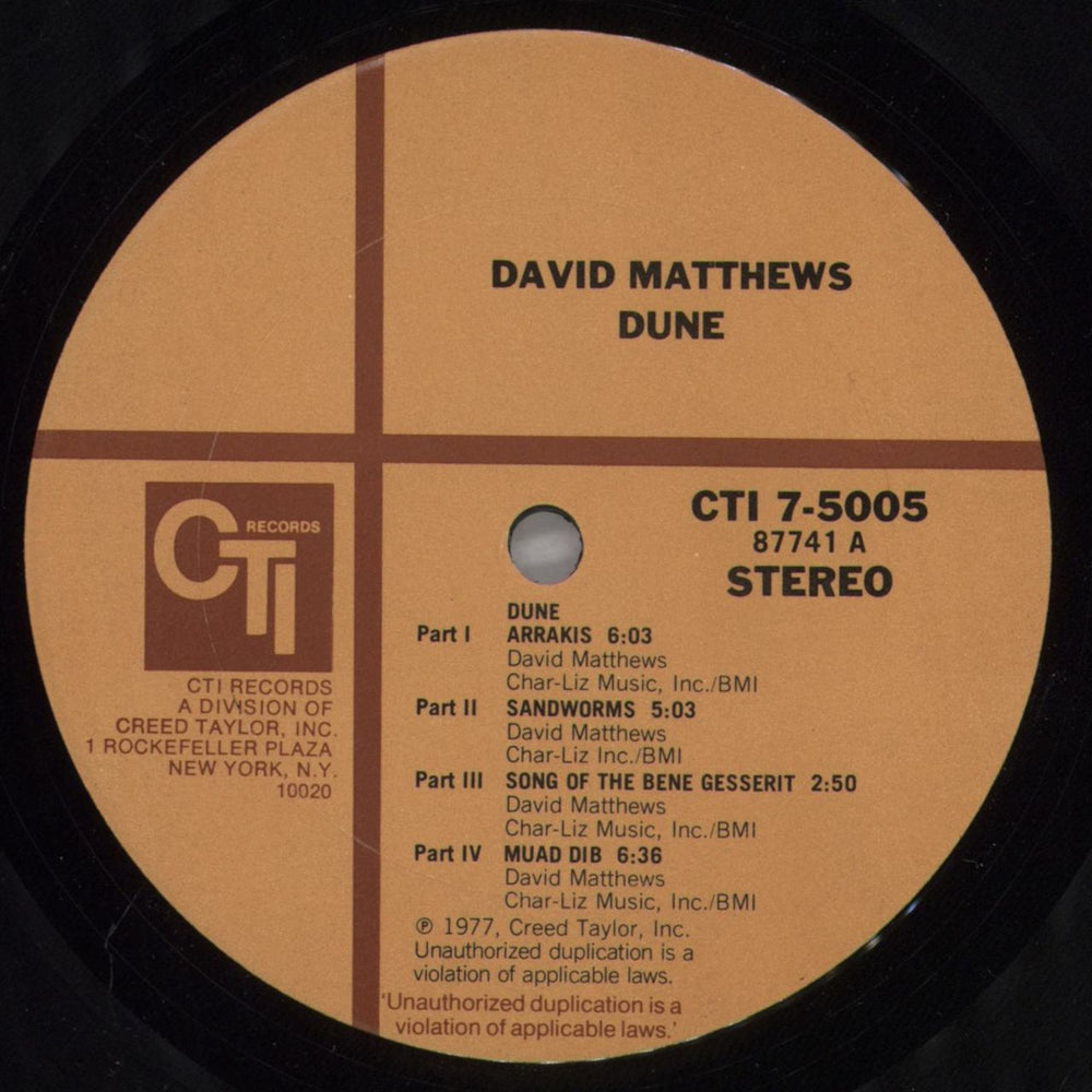 David Matthews Dune - hype stickered shrink US vinyl LP album (LP record) 2DMLPDU823449