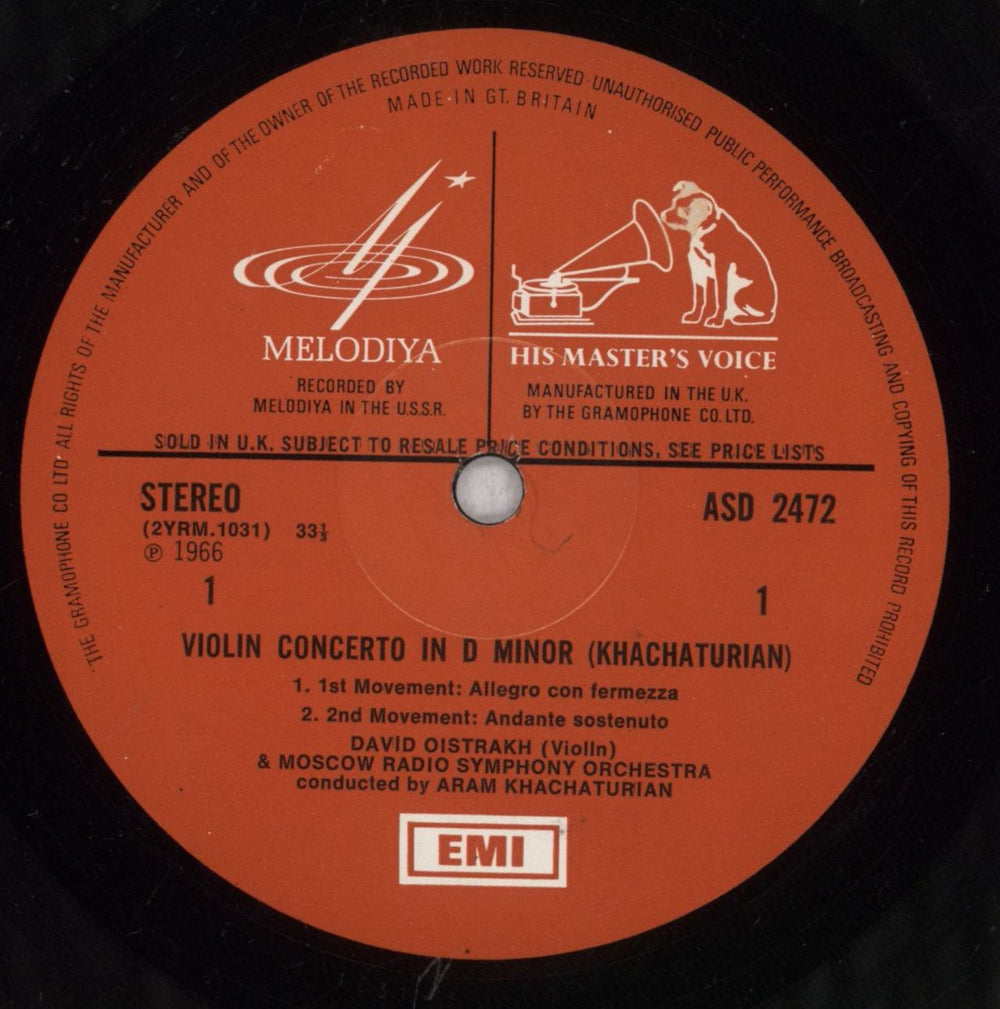 David Oïstrakh Khachaturian Violin Concerto / Prokofiev Violin Concerto No. 1 UK vinyl LP album (LP record) DWVLPKH842614