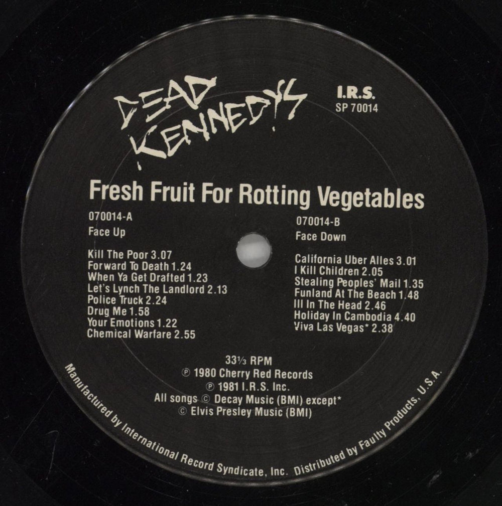 Dead Kennedys Fresh Fruit For Rotting Vegetable US vinyl LP album (LP record) DKNLPFR861713