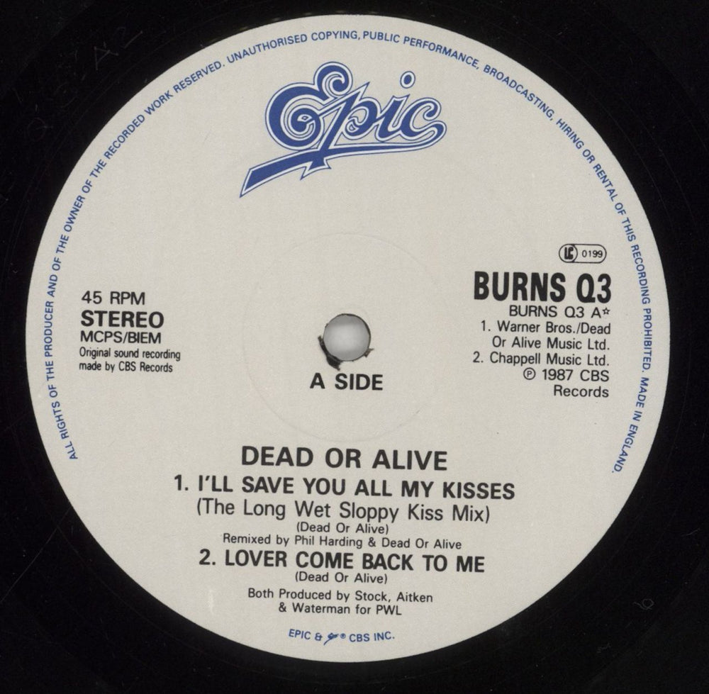 Dead Or Alive I'll Save You All My Kisses UK 12" vinyl single (12 inch record / Maxi-single) DOA12IL15905